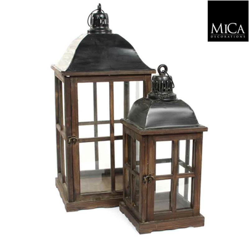 Marlow Home Co 2 Piece Wooden Lantern Wayfair Co Uk